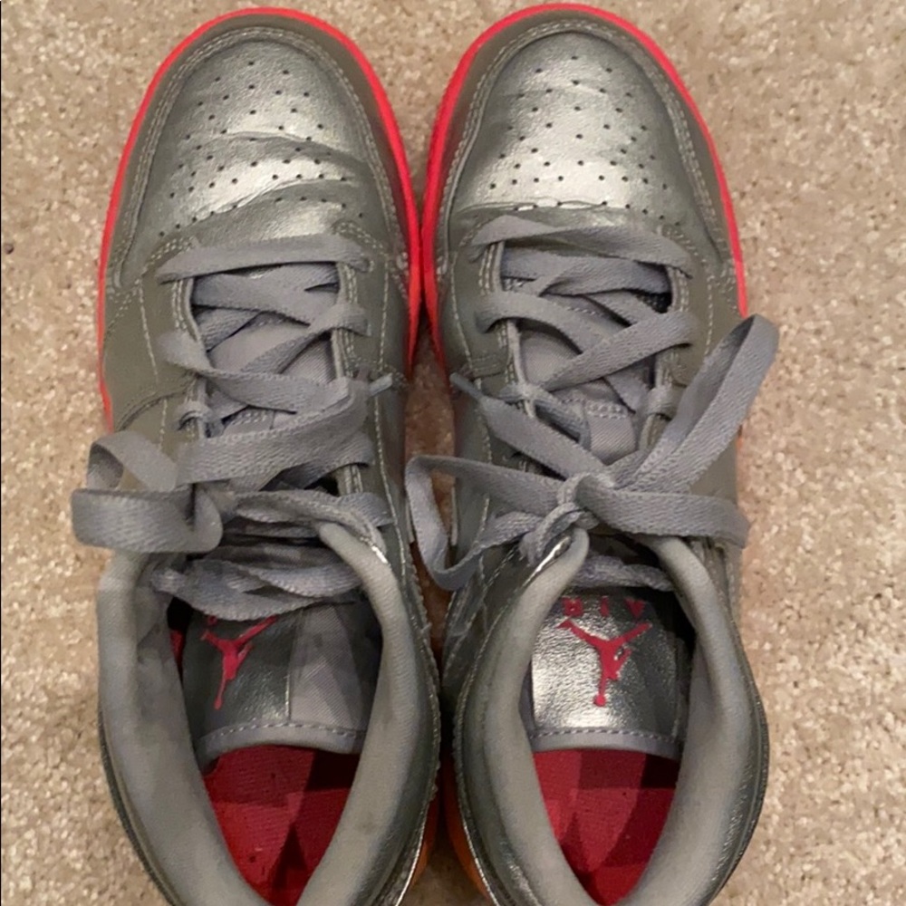 Nike air Jordan 1 Mid GS silver sunrise basketball shoes